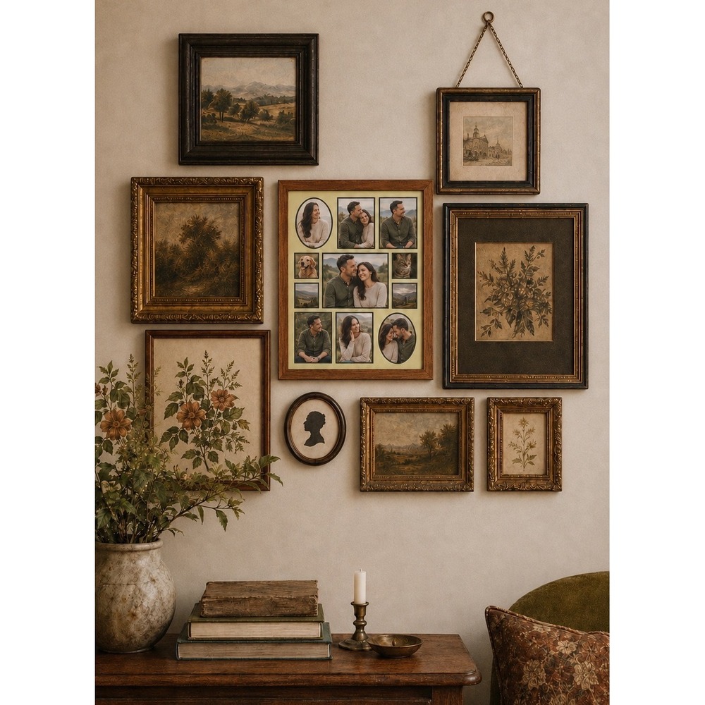 Americana Walnut Solid Wood 11 Opening Collage Picture Frame 11x14 New